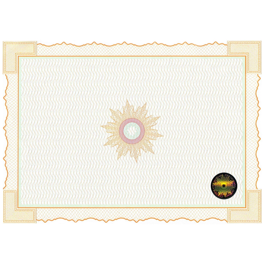 Universal guilloche paper with pressed hologram with landscape orientation