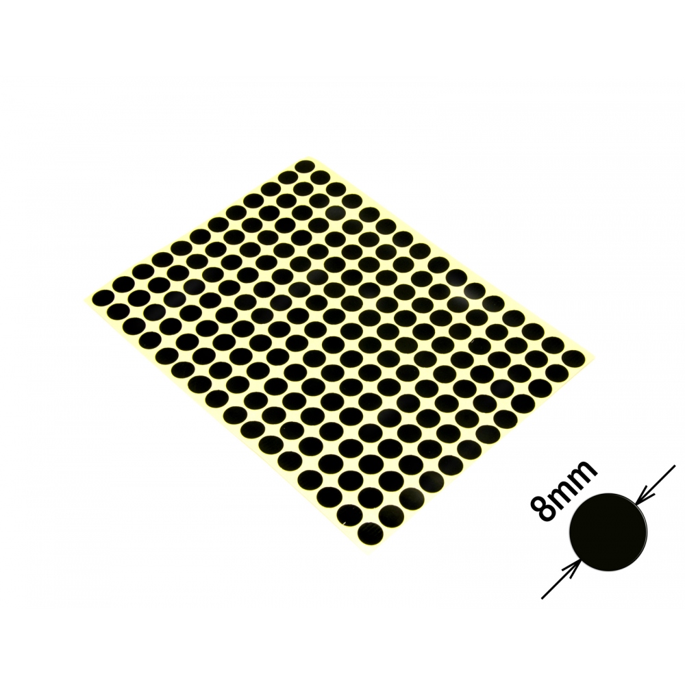 Round colored signaling stickers  unprinted 8 mm black