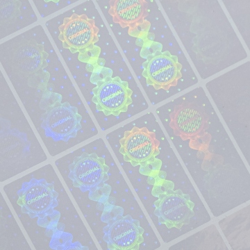 Transparent hologram box stickers Original 15 x 35 mm