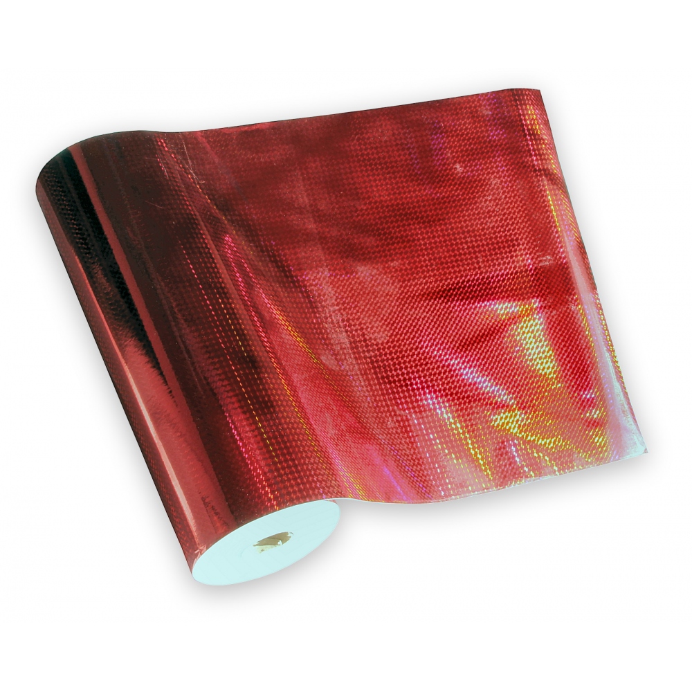 Universal holographic adhesive foil on meters - small squares red