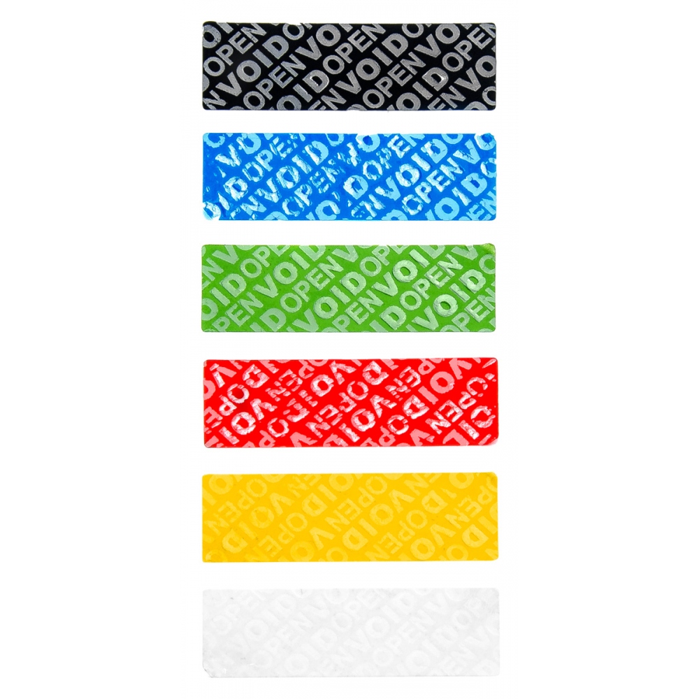 Blue non-residue rectangular VOID sticker with high adhesion