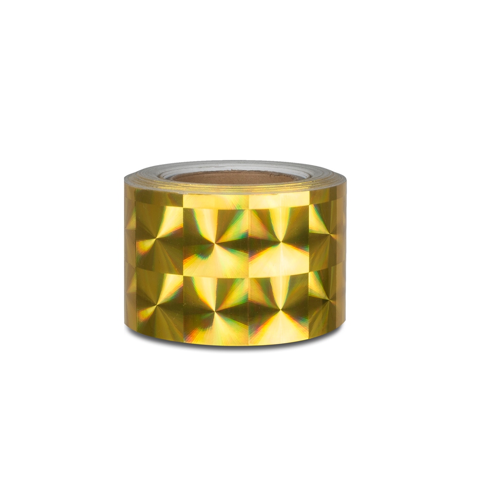Hologram self-adhesive tape 100 mm, motive squares gold