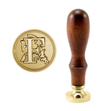Brass seal stamp (stamping block) for wax - a decorative block letter F