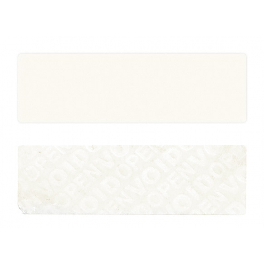 White non-residual rectangular VOID sticker with high adhesion