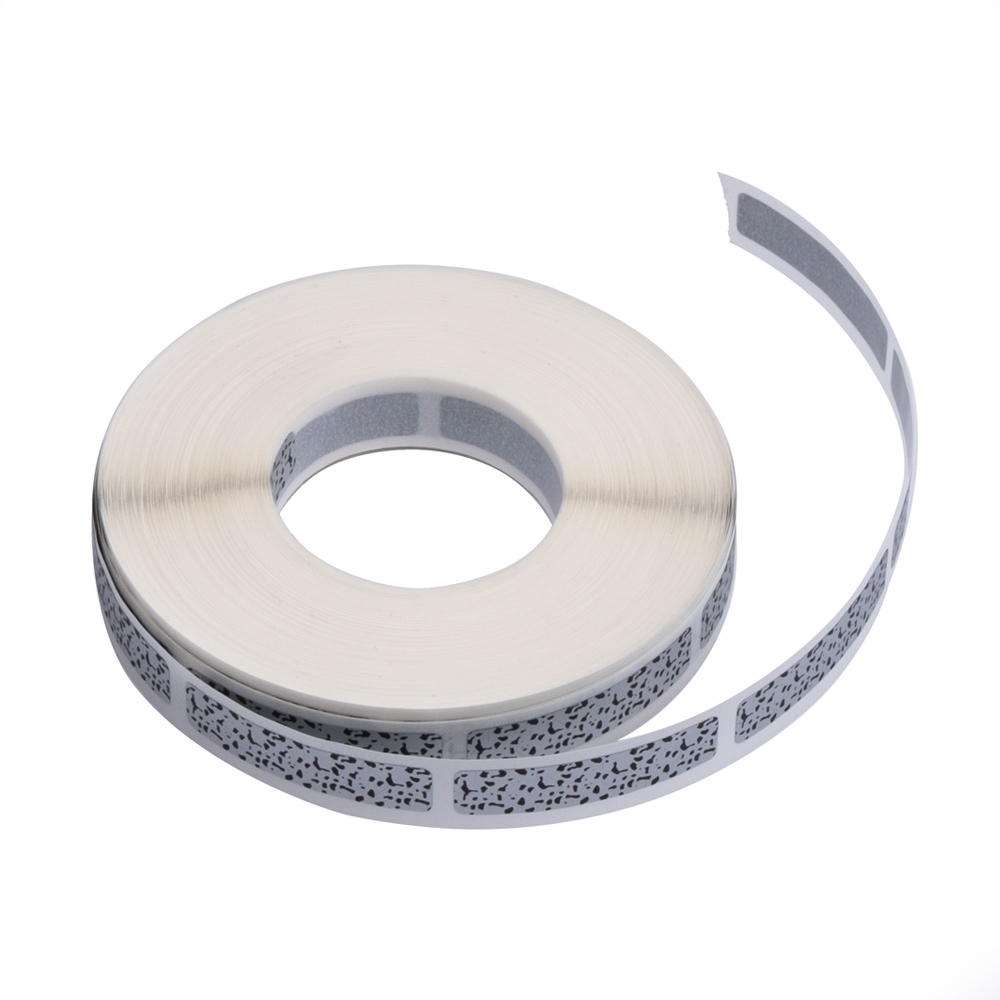 Scratch sticker, matte silver – black shards pattern, 35 mm x 8 mm, rectangular