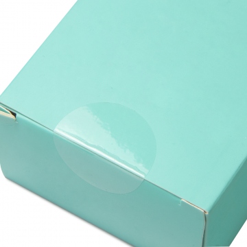 Transparent self-adhesive round stickers – box seals 40 mm