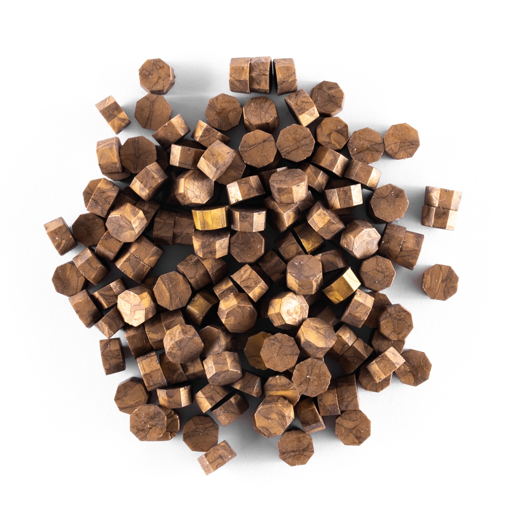 Mailable sealing wax brass metallic - beads 30g - Type 16