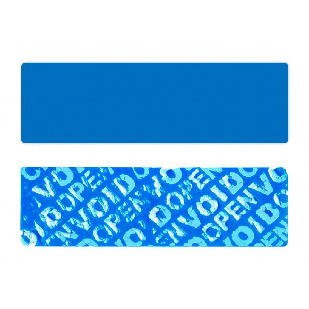 Blue non-residue rectangular VOID sticker with high adhesion