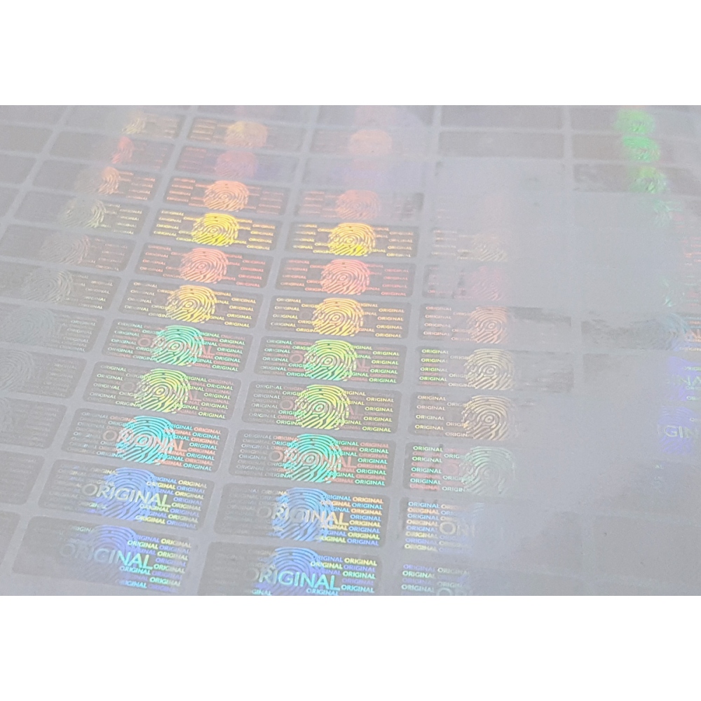 Transparent hologram sticker, original, fingerprint motive, 25 x 10 mm