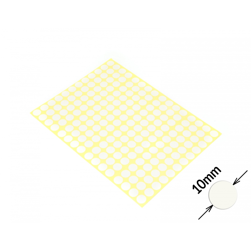 Round colored signaling stickers  unprinted 10 mm white