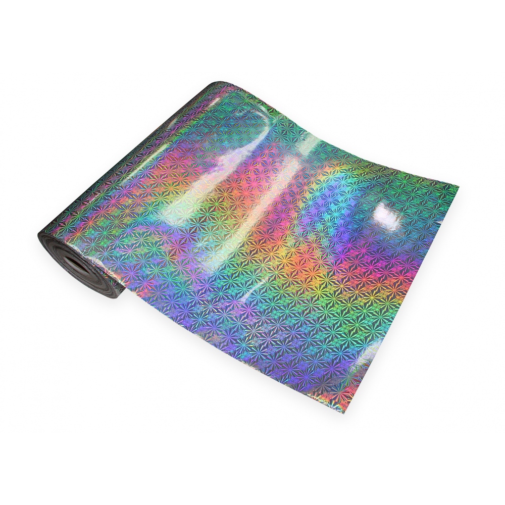 Universal holographic adhesive foil on meters - motive Ganja silver