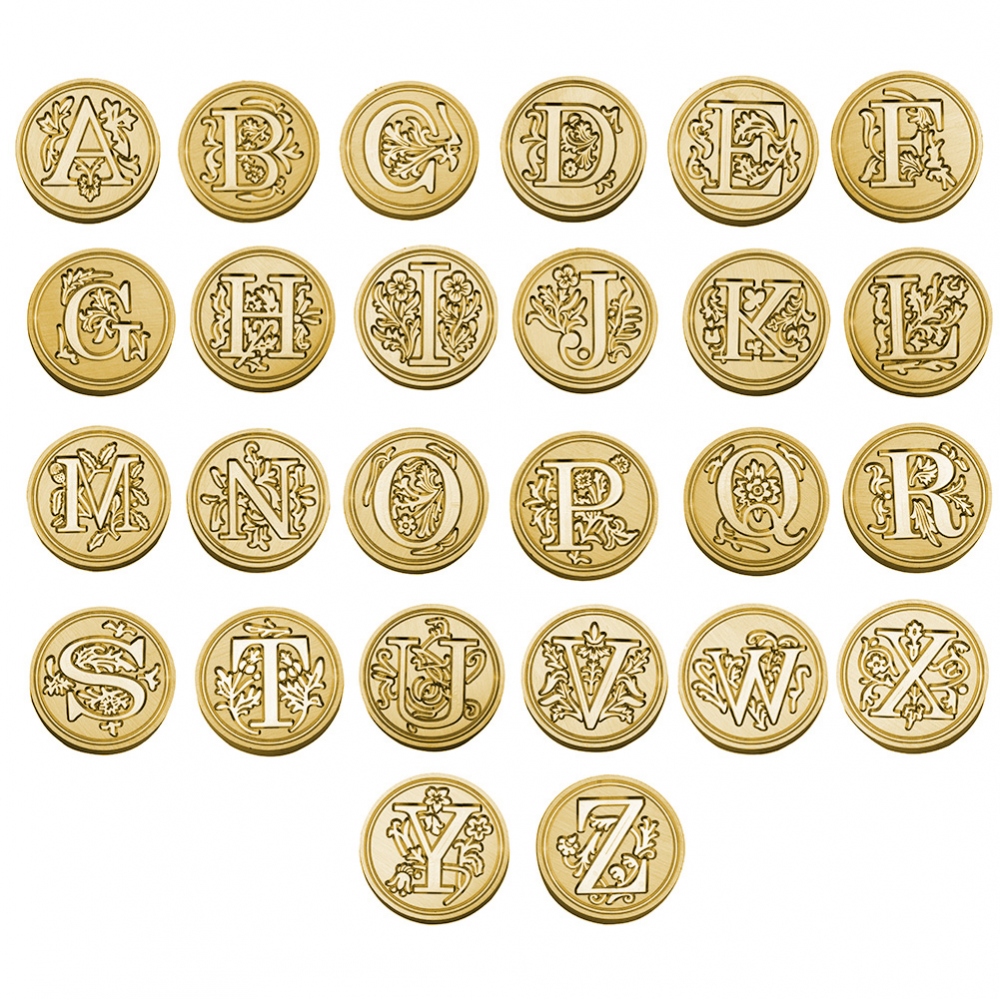 Brass seal stamp (stamping block) for wax - a decorative block letter J