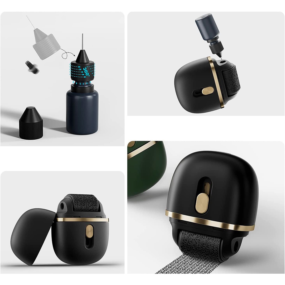 Rolling stamp for blackening data on packages and forms