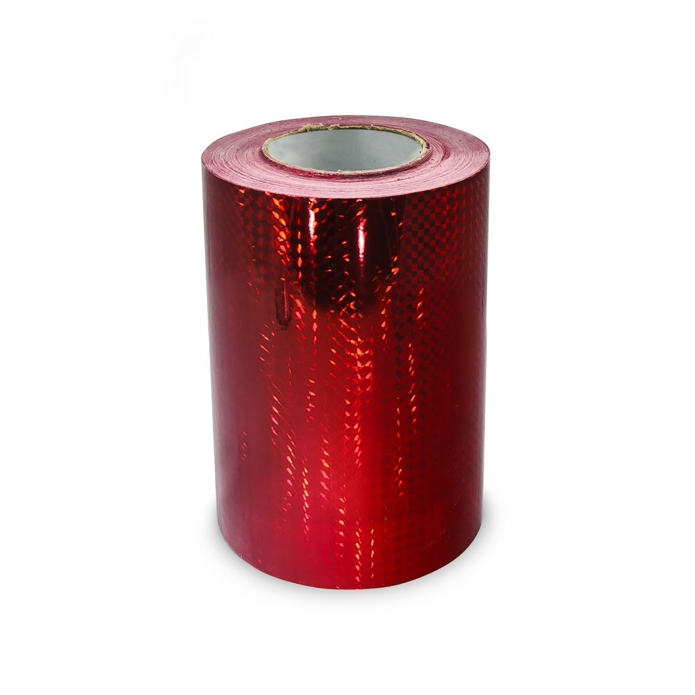 Universal holographic adhesive foil on meters MOTIVE 1 small squares - width 20cm red