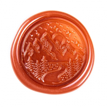 Hand wax stamp (seal) – Mountain range with night sky
