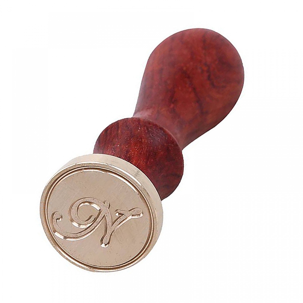 Wax seal stamp with letters of the alphabet - handwritten script N
