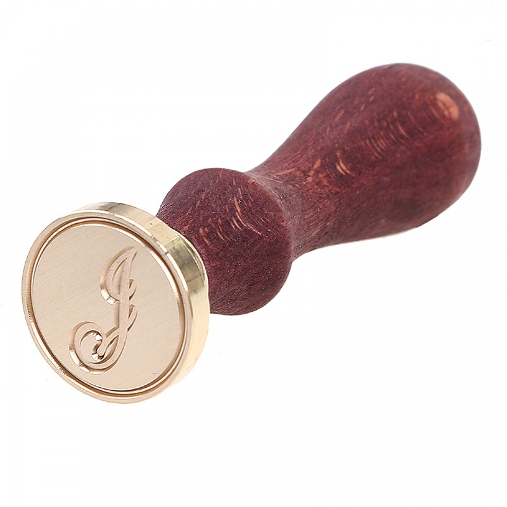 Wax seal stamp with letters of the alphabet - handwritten script J