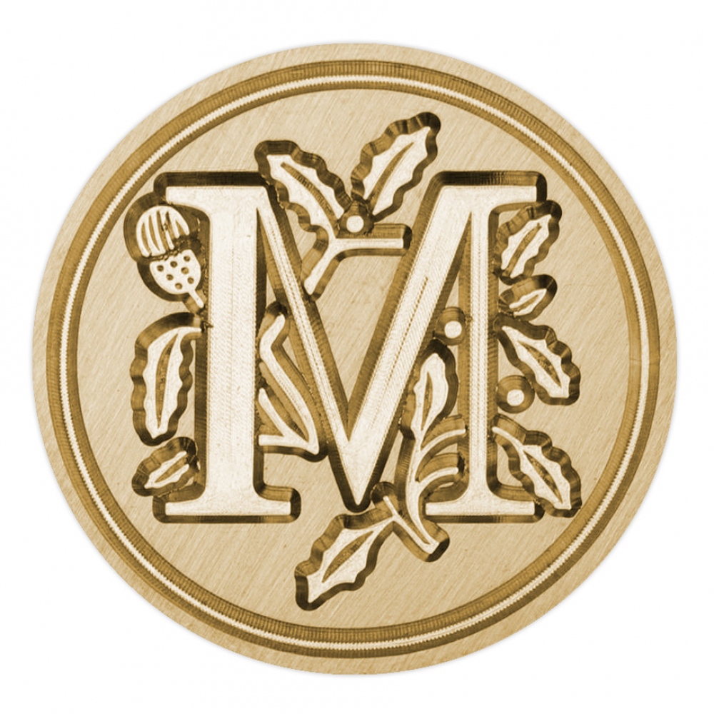 Brass seal stamp (stamping block) for wax - a decorative block letter M