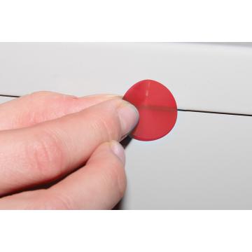 Non-residual red circular VOID sticker with high adhesion