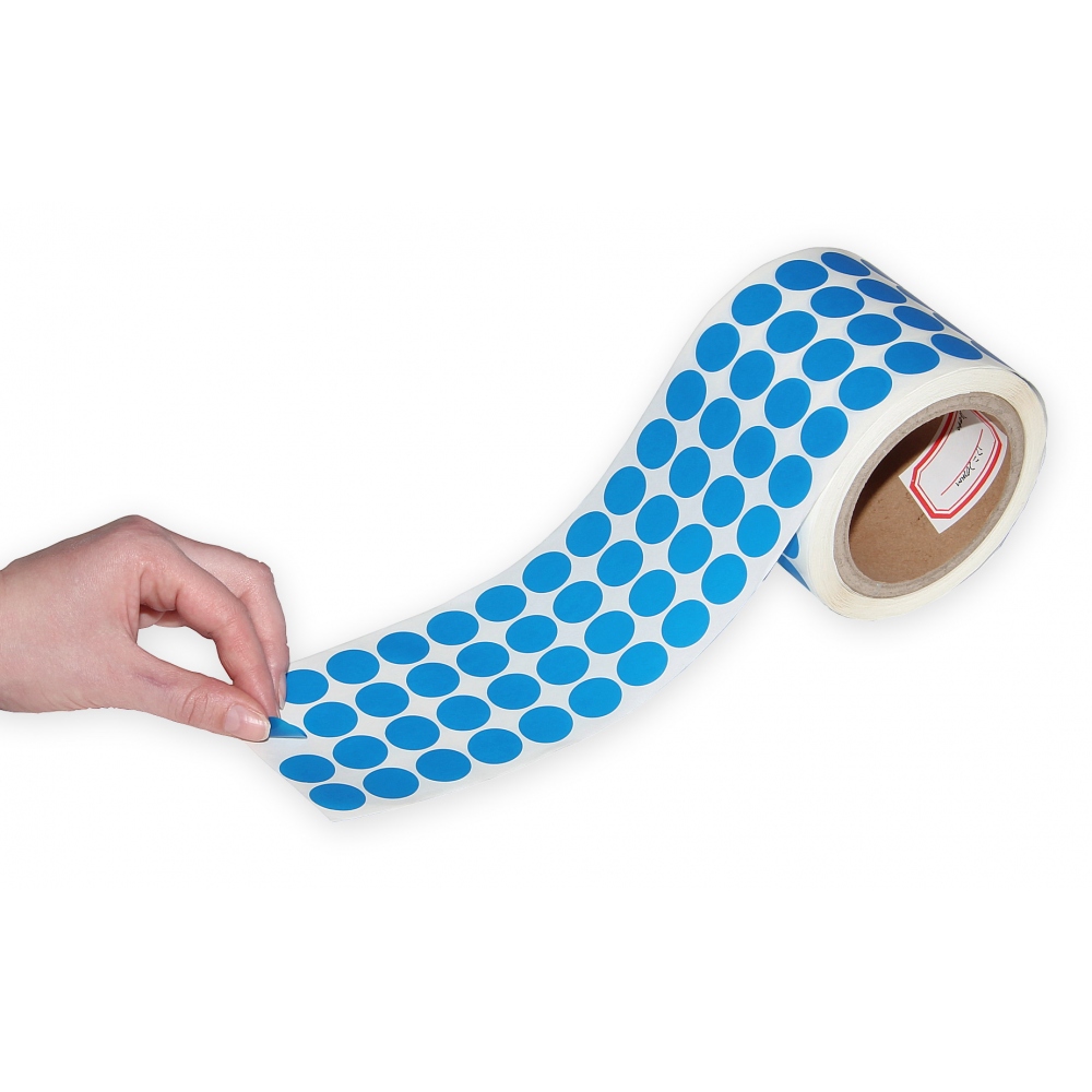 Non-residual blue circular VOID sticker with high adhesion