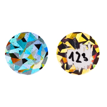 Scratch-off sticker holographic - shards 25mm circle