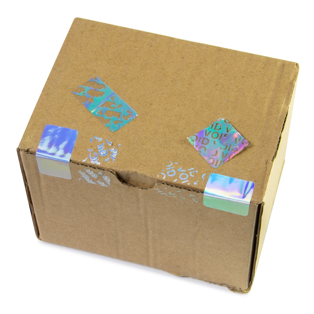 Silver hologram security VOID sticker to print on 30 x 15 mm