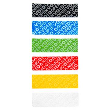 White non-residual rectangular VOID sticker with high adhesion