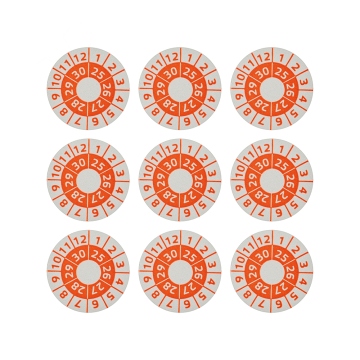 Calibration sticker 2025, 2026, 2027, 2028, 2029, 2030 orange 12mm