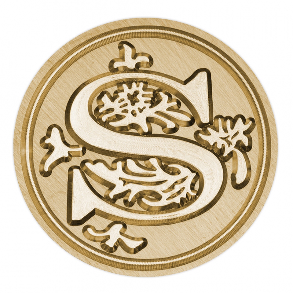 Brass seal stamp (stamping block) for wax - a decorative block letter S
