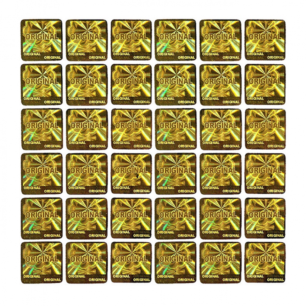 Holographic sticker Original 15x15mm gold