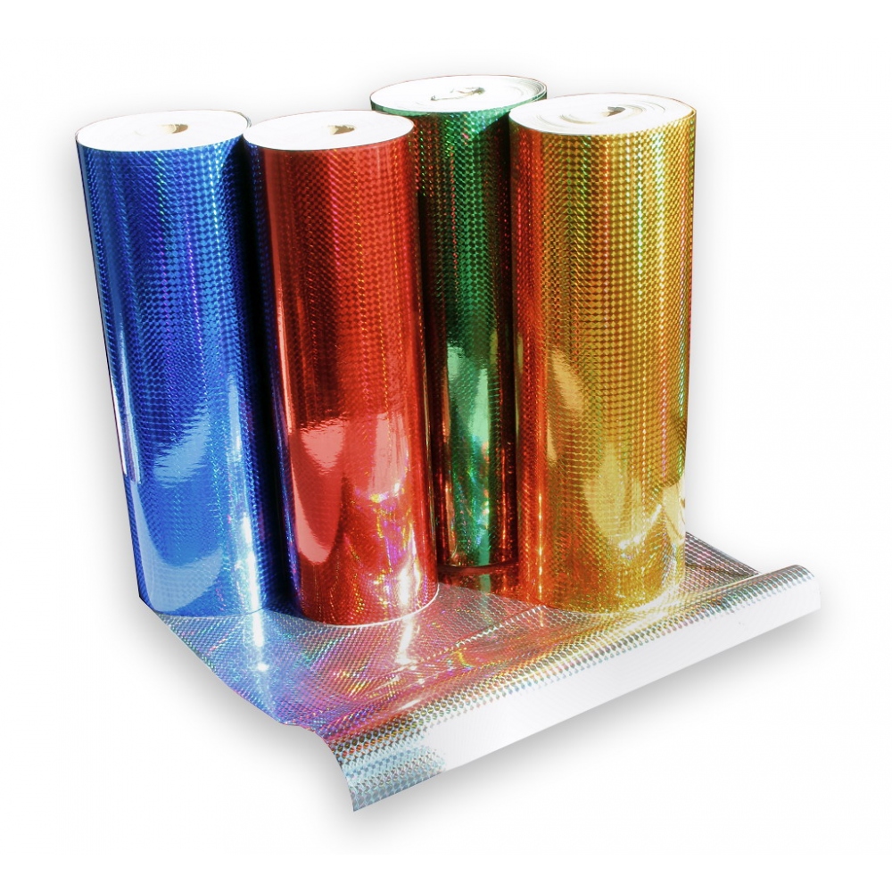 Universal holographic adhesive foil on meters - small squares green