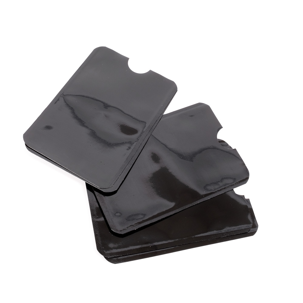 Black protection case for contactless cards blocking the RFID/NFC signal