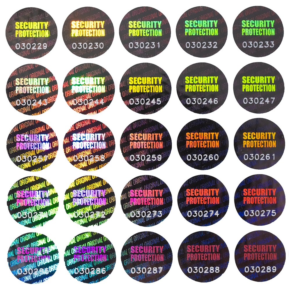 Small circular numbered holographic seal „Original“