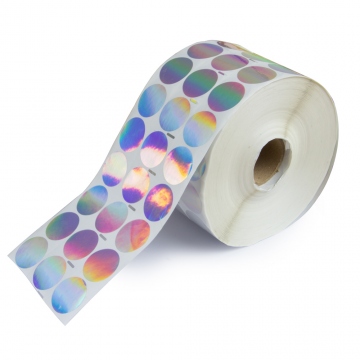 Silver hologram VOID security label, printing option, 30 mm