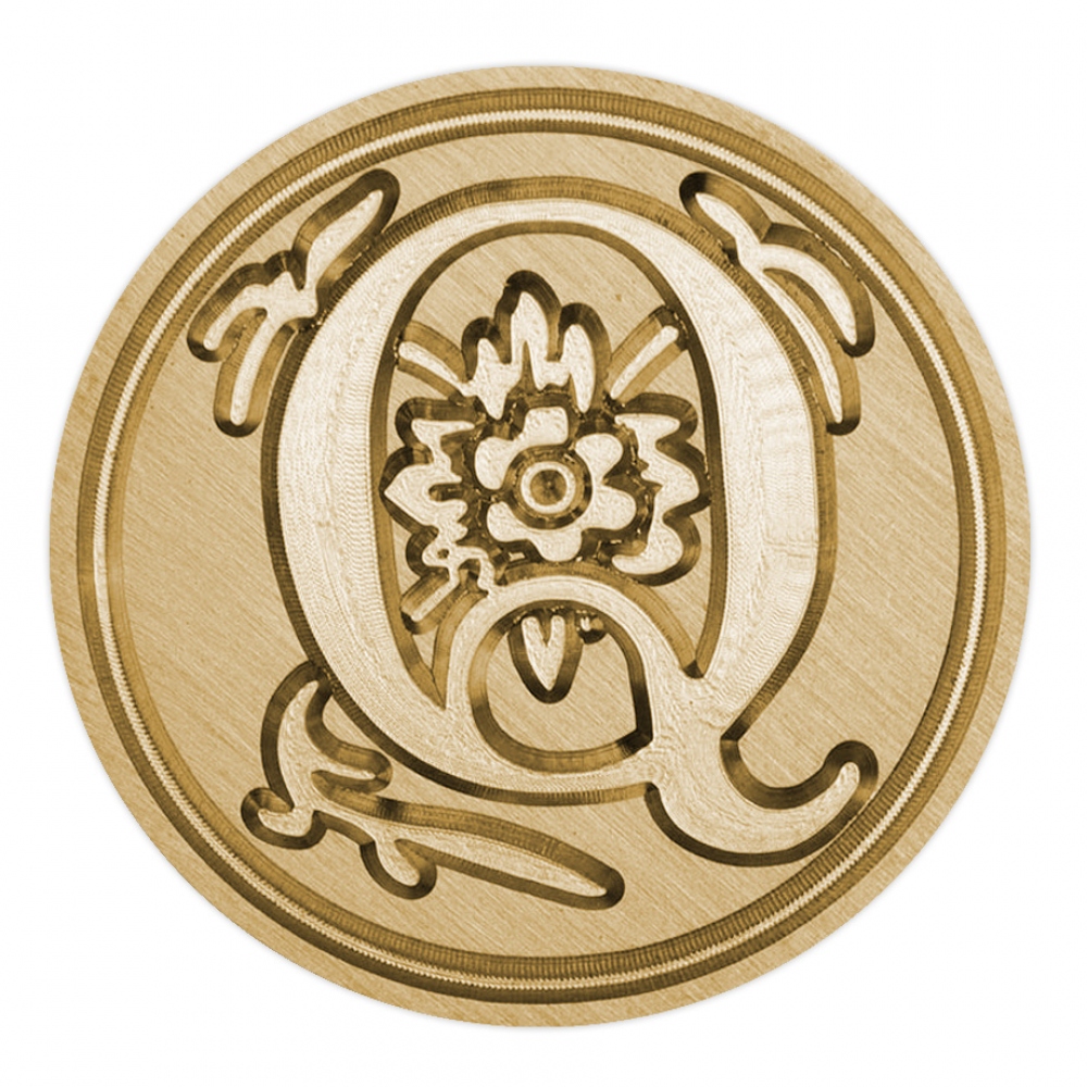 Brass seal stamp (stamping block) for wax - a decorative block letter Q