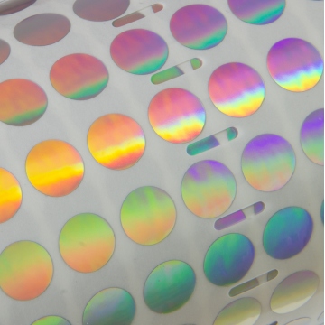 Silver hologram security VOID sticker to print on, 10 mm