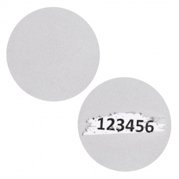Scratch sticker, matte silver, round, 38 mm
