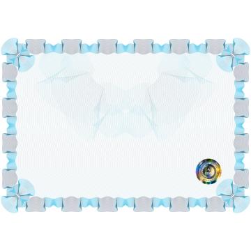 Certification A4 size paper landscape for printing with security features and numbering