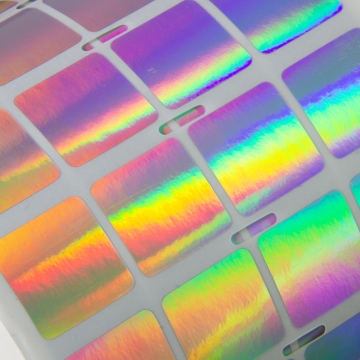 Silver hologram security VOID sticker to print on, 20 x 20 mm