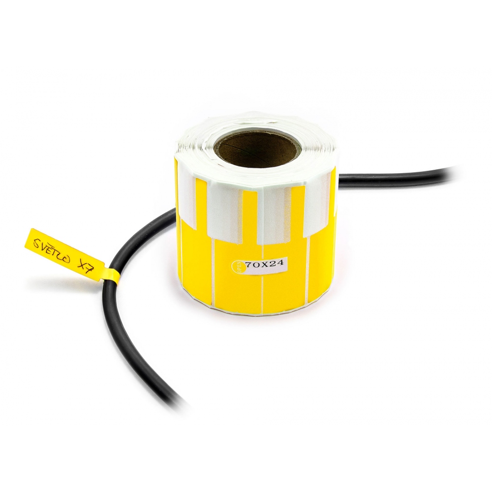Labels for labelling and description of conductors and cables yellow - roll 1000pcs