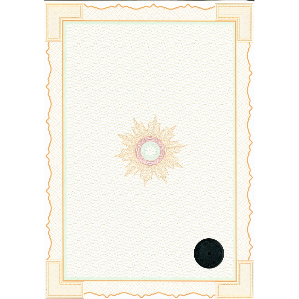 Universal guilloche paper pressed with a hologram portrait orientation