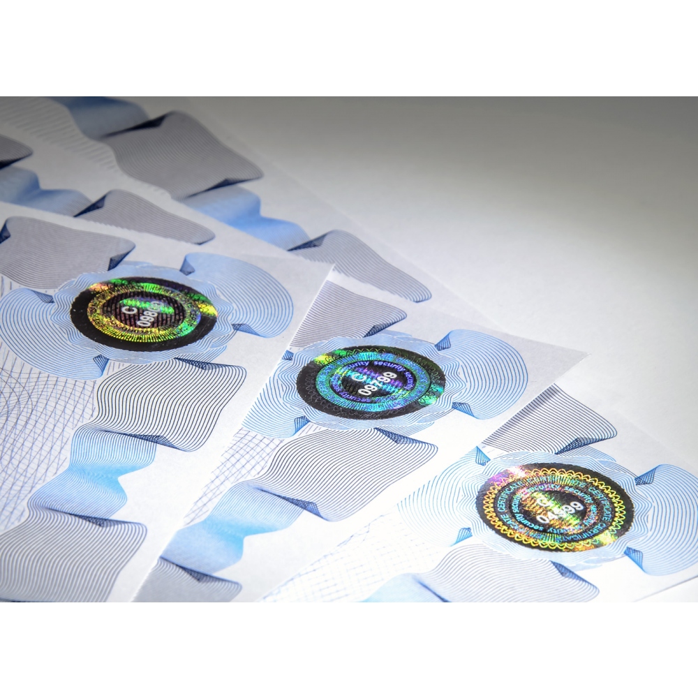 Certification A5 size paper portrait to be printed with security features and numbering