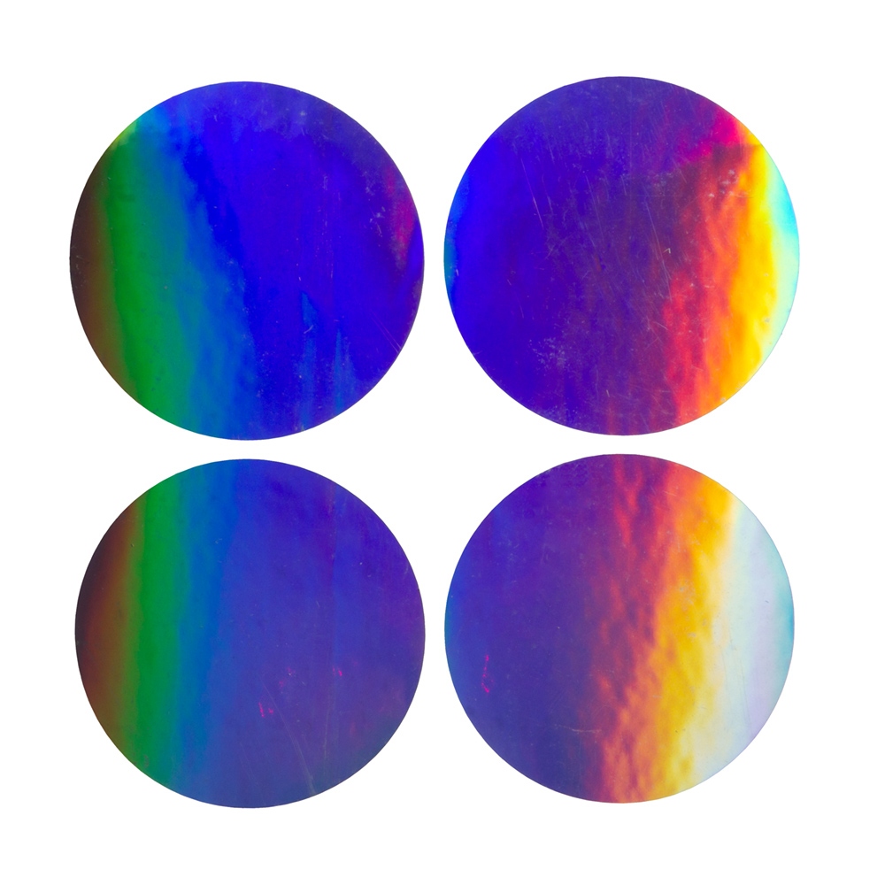 Silver hologram security VOID sticker to print on, 40 mm