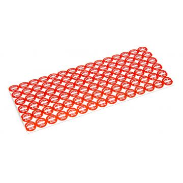 Vinyl warranty sticker Warranty VOID if seal broken red d12mm