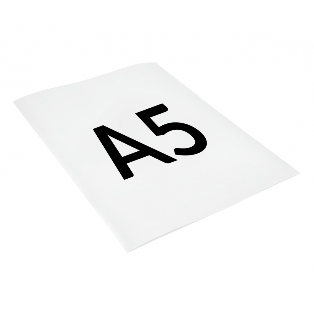 White shiny self-adhesive sheet with VOID layer for printing at a A5 laser printer