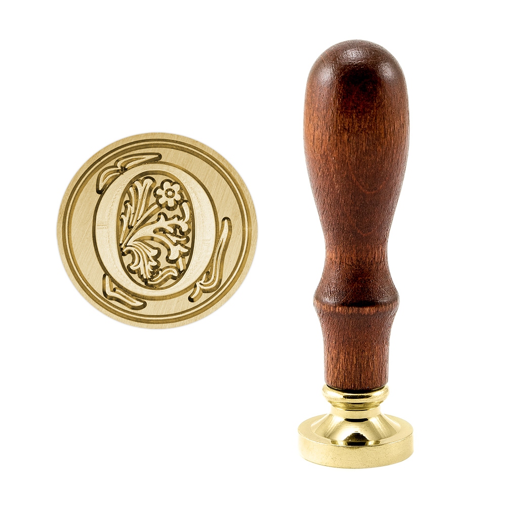 Brass seal stamp (stamping block) for wax - a decorative block letter O