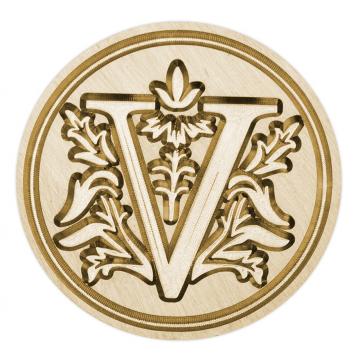 Brass seal stamp (stamping block) for wax - a decorative block letter V