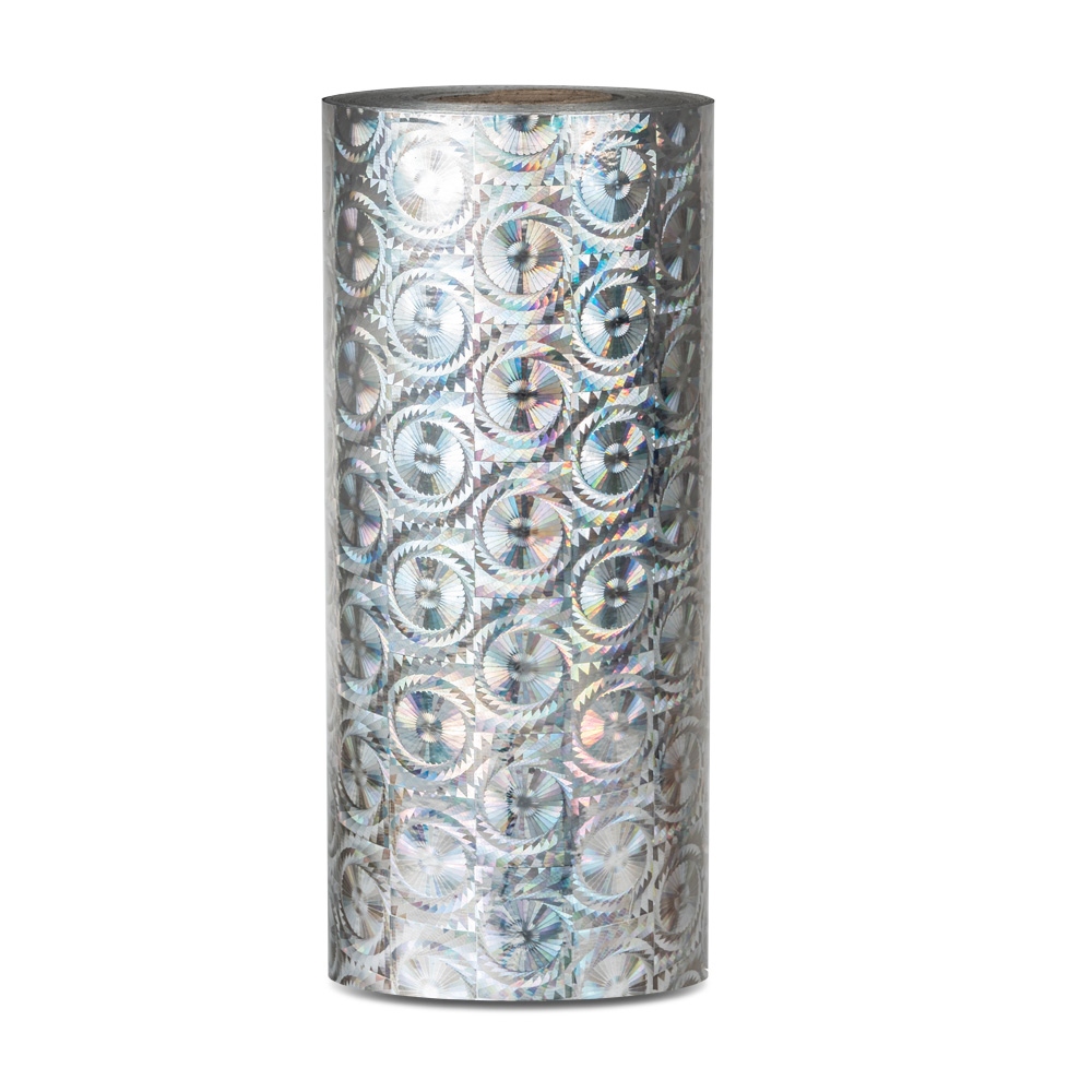 Universal holographic adhesive foil on meters - motive sawmill silver 25cm