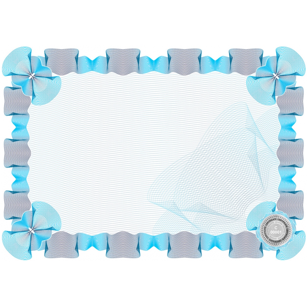 Certification A5 size paper landscape for printing with security features and numbering