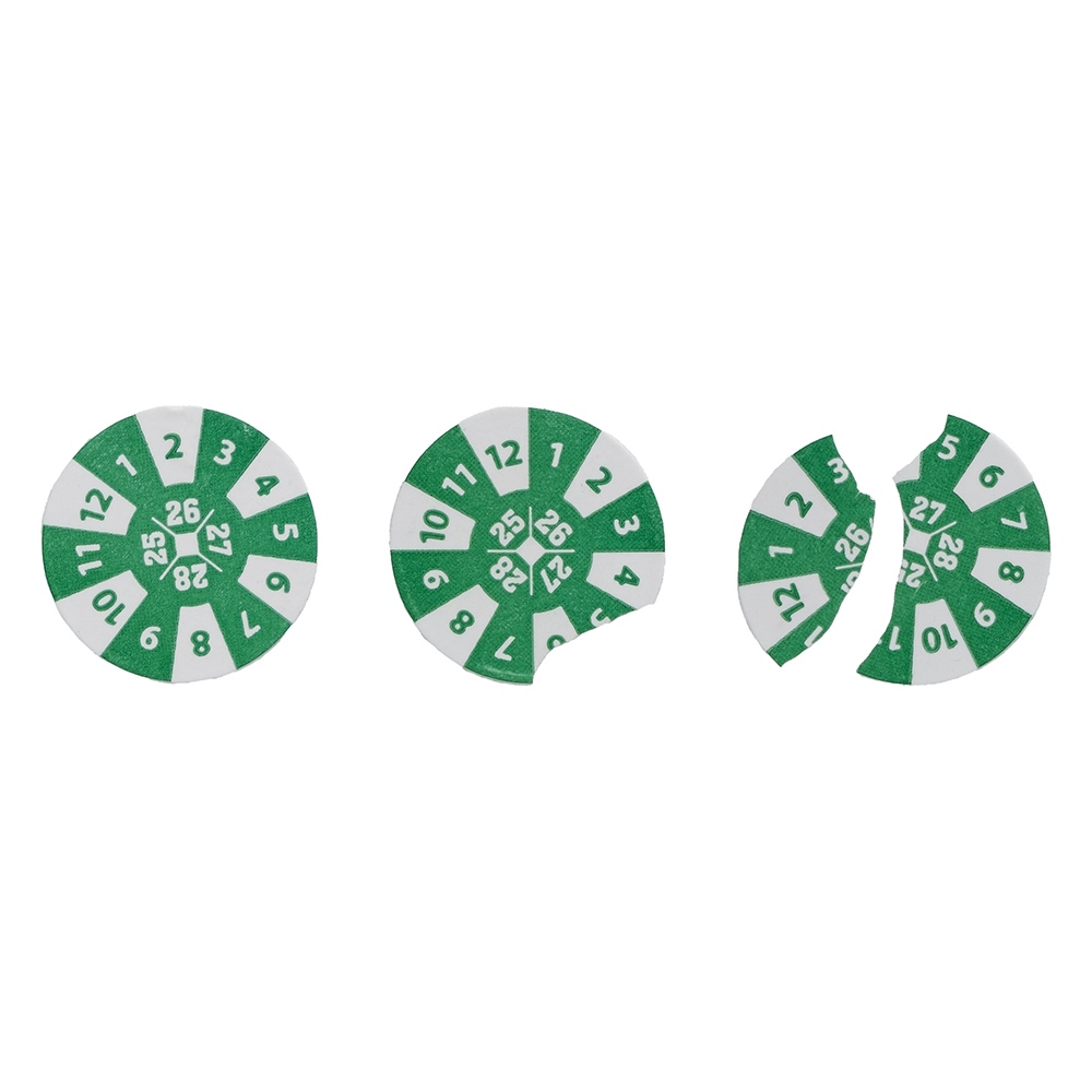 Calibration sticker 2025, 2026, 2027, 2028 green 12mm